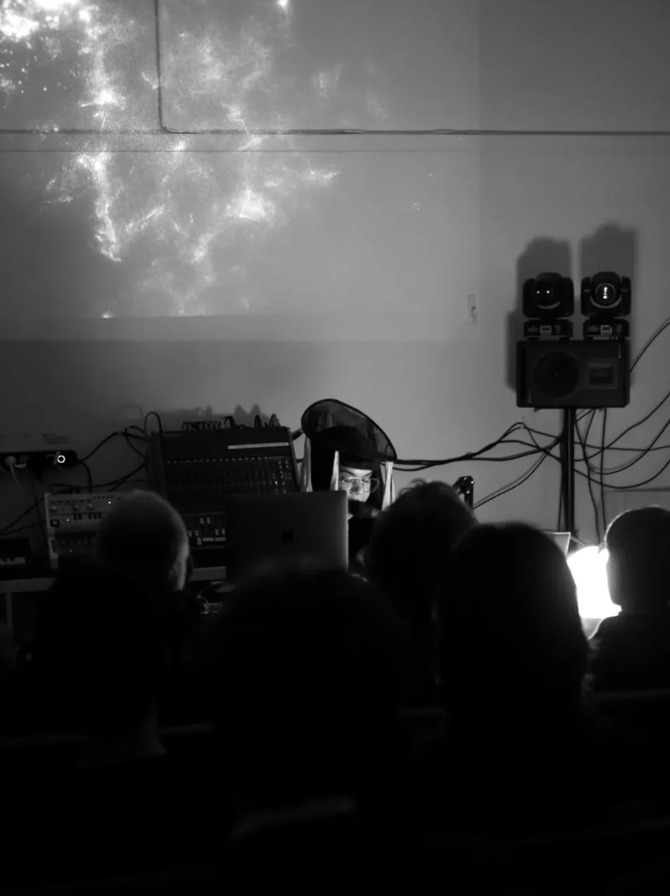 Audience gathered for an experimental sound performance